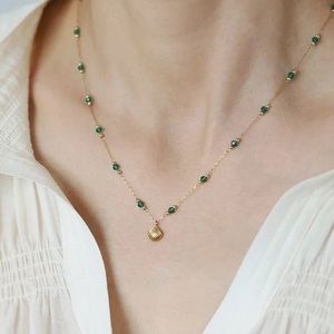 The cutest little shell green & gold necklace 🐚🐢